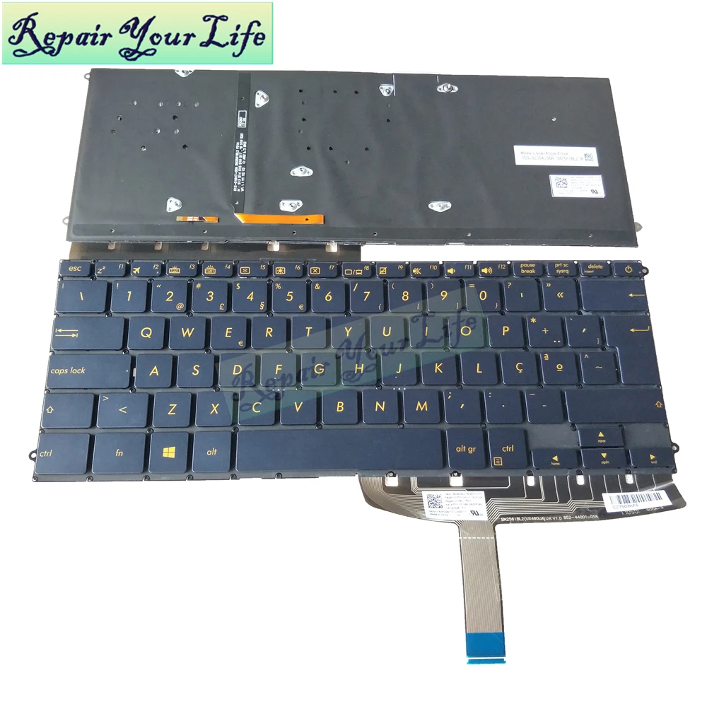 

Клавиатура для ноутбука с подсветкой для ASUS ZenBook 3 Deluxe UX490 UX490CA UX490UA португальский PO PT синие желтые клавиши 86720-2PA SN2561BL2