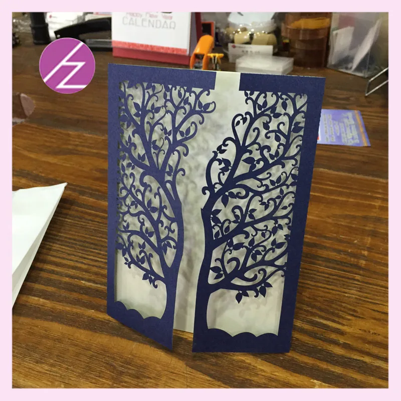 12 шт./лот бесплатный образец приглашение на свадьбу 250 г/кв. М темно-синяя