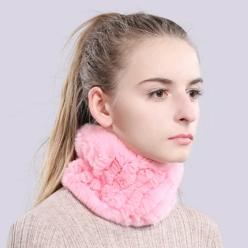 color 48 Мех кролика Рекс кольцо шарфы теплые мягкие женские из натурального кролика Рекс Меховые повязки на голову шарф ручной работы вязаный Настоящий мех кролика шарфы - Цвет: color 48