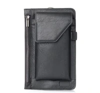 hook loop man belt clip zipper card pouch dual mobile phone leather case for doogee y200f5x5 maxx6 prot6y6f7dagger dg550