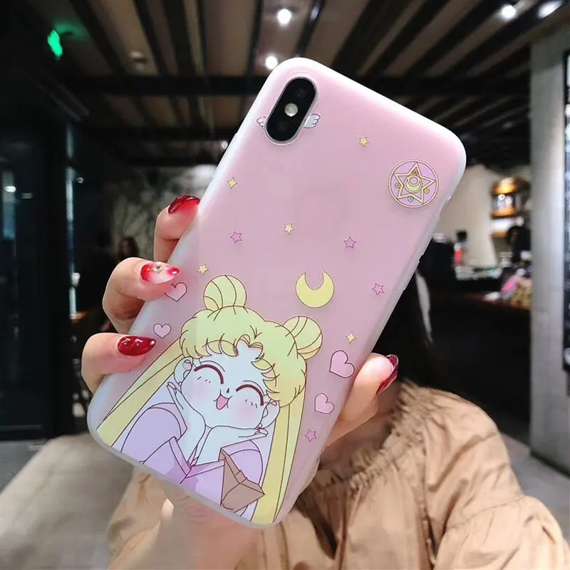 Fundas розовый чехол для телефона s для iPhone 8 6 6S 7 Plus X чехол японский комикс сейлор мун прозрачный мягкий силиконовый тпу чехол капа - Цвет: Pink