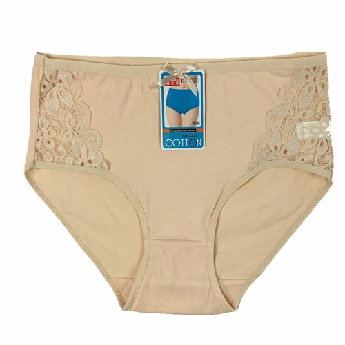 Beige Новые женские трусы, хлопковые сексуальные трусики, кружевные трусики, нижнее белье для девушек, трусы большого размера XXXL 4XL 5XL - Цвет: Beige