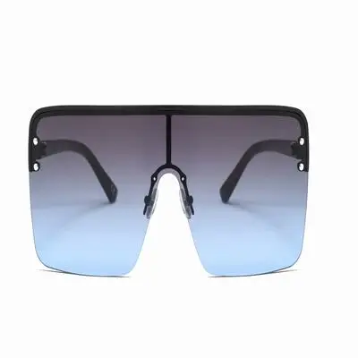 C2 Black Gra Blue HBK негабаритные Квадратные Солнцезащитные очки в стиле ретро солнечные очки с полуободковой с большой оправой Для женщин Для мужчин дизайн градиент плоский объектив UV400 - Цвет линз: C2 Black Gra Blue