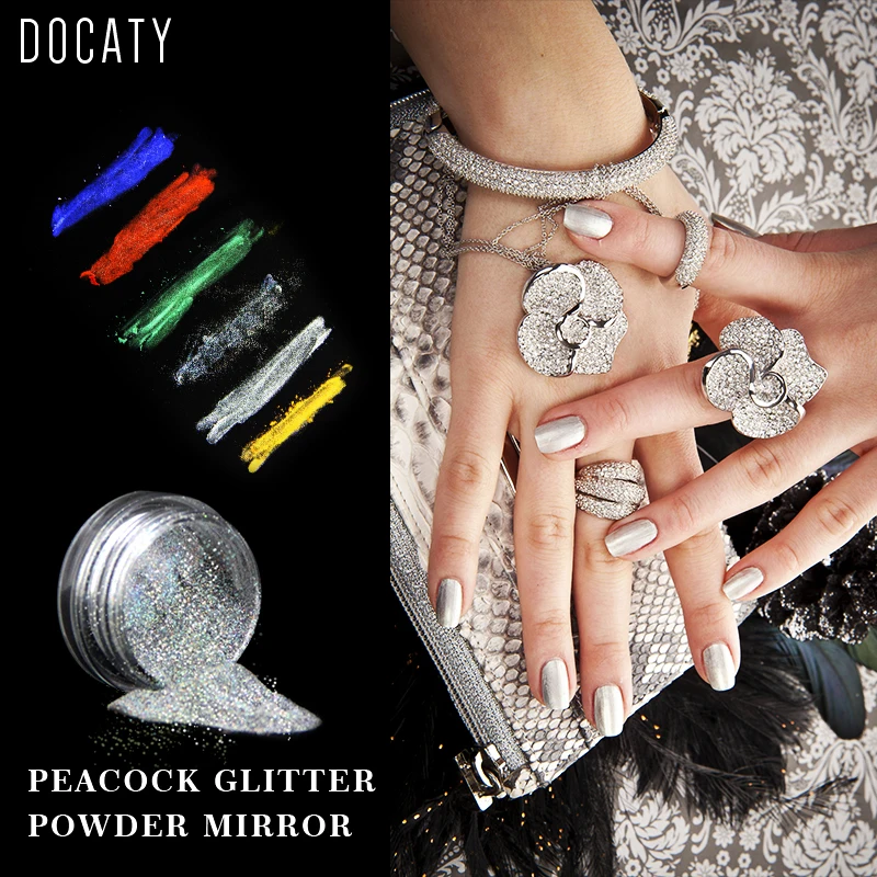 Docaty Блестки для маникюра Серебряный УФ-гель ногтей голографический Блестящий