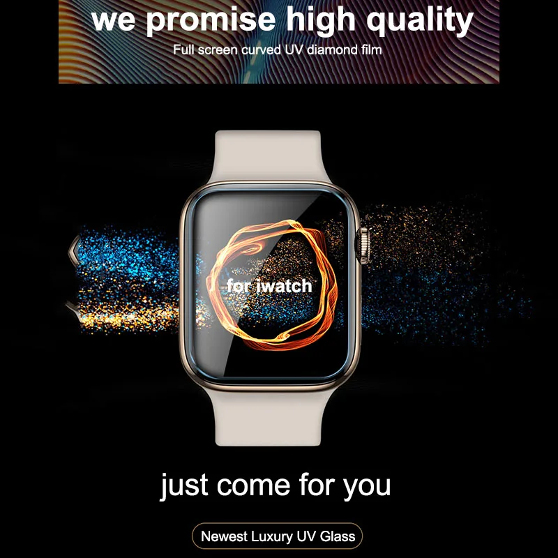 Нано-жидкое стекло 9D для Apple Watch 38 мм 42 40 44 Защита экрана i 4 3 2 1 серии полное клеевое