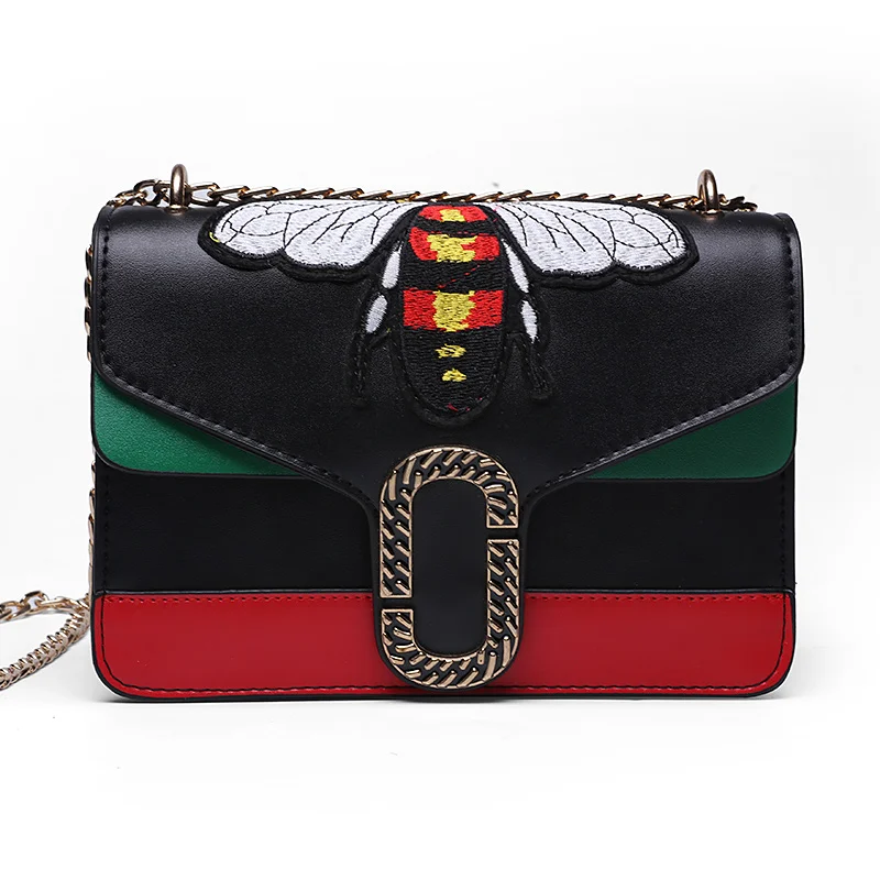 Luxury Brand Bag Women Gold Chain Shoulder Bags Embroidery Bee Logo Crossbody Famous Design Female Flap Handbags Bolsas Sac | Багаж и