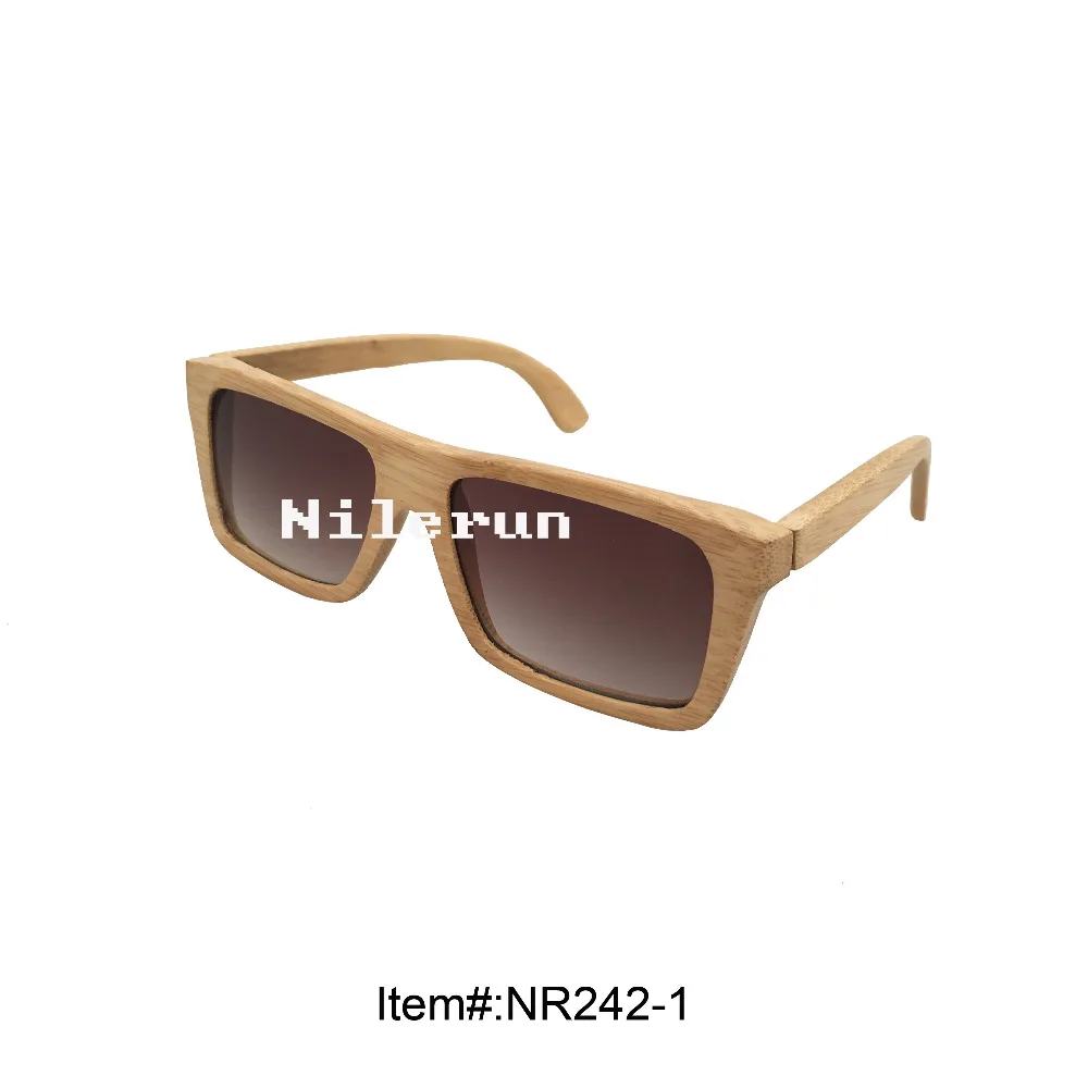 

Прямоугольные солнцезащитные очки в натуральной бамбуковой оправе с градиентными серыми линзами