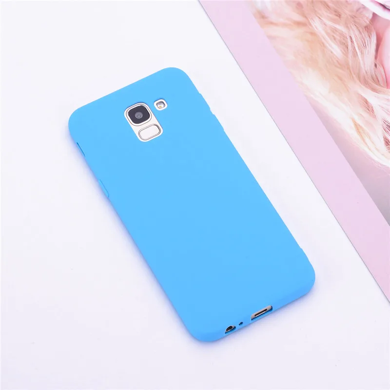 Цвет матовый чехол для samsung Galaxy A10 A20 A30 A40 A50 J3 J5 J7 J1 A6 A8 A7 J6 J4 Plus J2 A40 A50 силиконовый чехол - Цвет: Light Blue