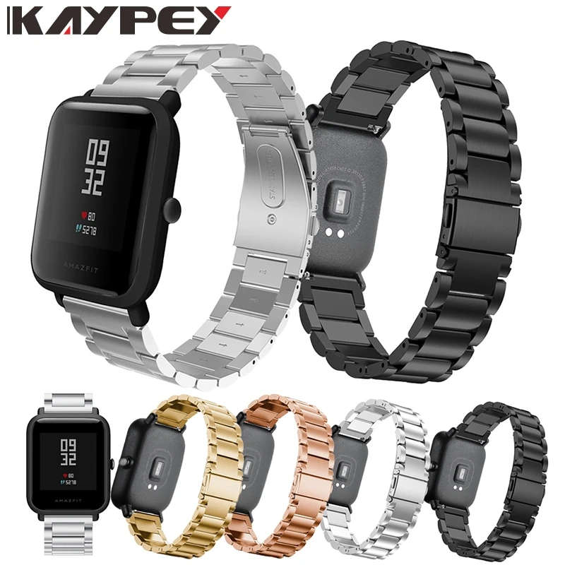 20 мм браслет для Amazfit ремешок стальной ремень для Xiaomi Huami Amazfit Bip Молодежные умные часы ремешок металлический браслет из нержавеющей стали