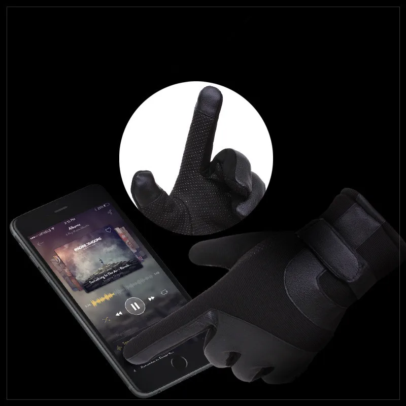 Мужские перчатки 2020 кожаные зимние сенсорные варежки Нескользящие экраны