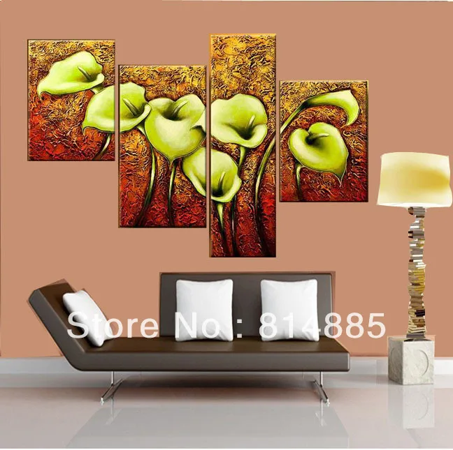 The Green Calla Lily Top Quality Oversized Handmade Modern Abstract Oil Painting Canvas Wall Art Home Decoration JYJ018 |