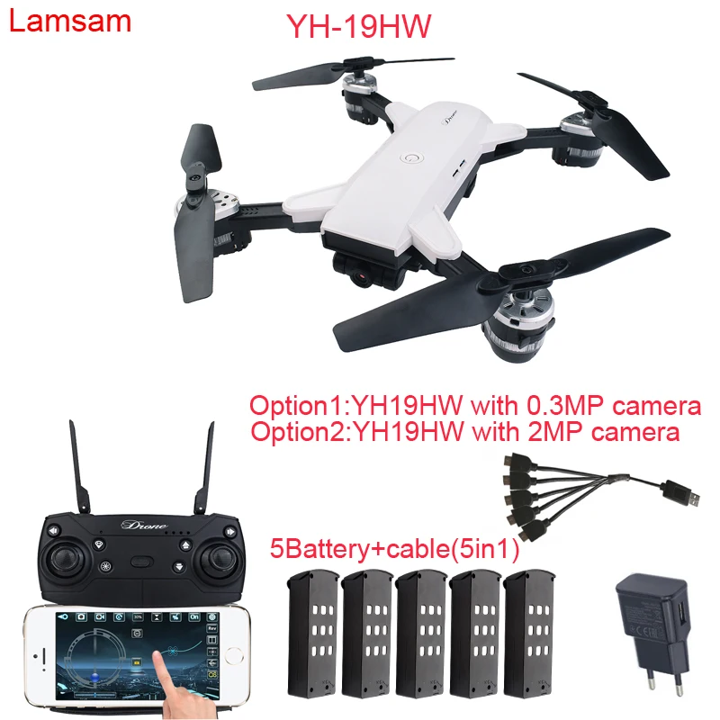 Складной Радиоуправляемый мини Дрон Lamsam YH 19HW с HD камерой FPV квадрокоптером VS Visuo