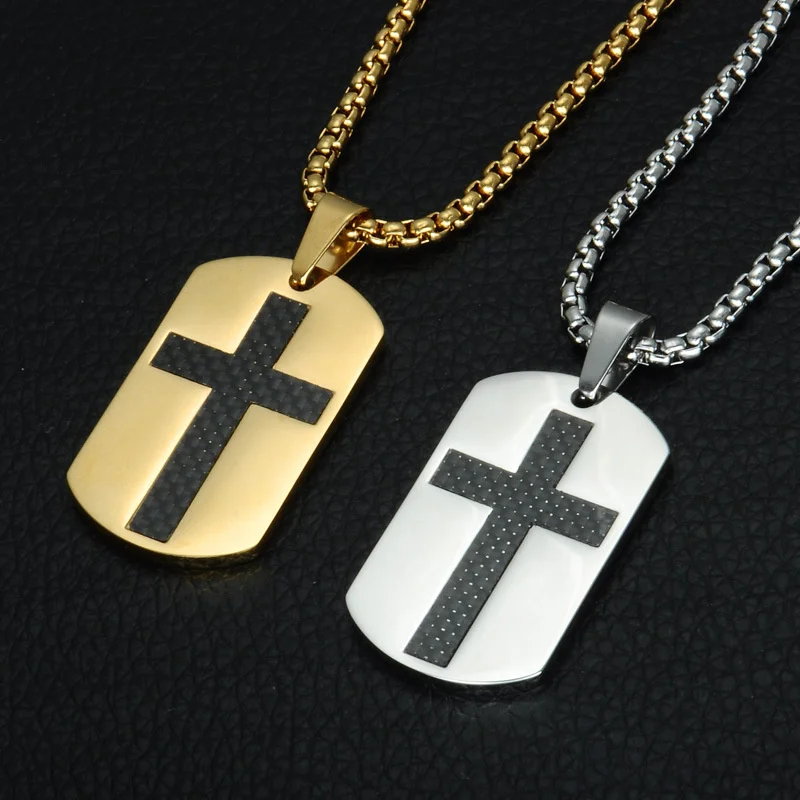 New Classic Military Stainless Steel Dog Tag Men Jesus Cross Pendant Necklace Exquisite Gift Christian Jewelry | Украшения и