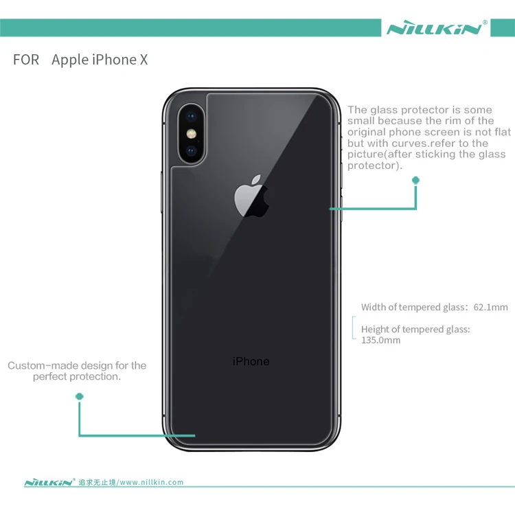 Для IPhone X сзади Плёнки Nillkin 9 H h закаленное Стекло защитный для Apple Вернуться