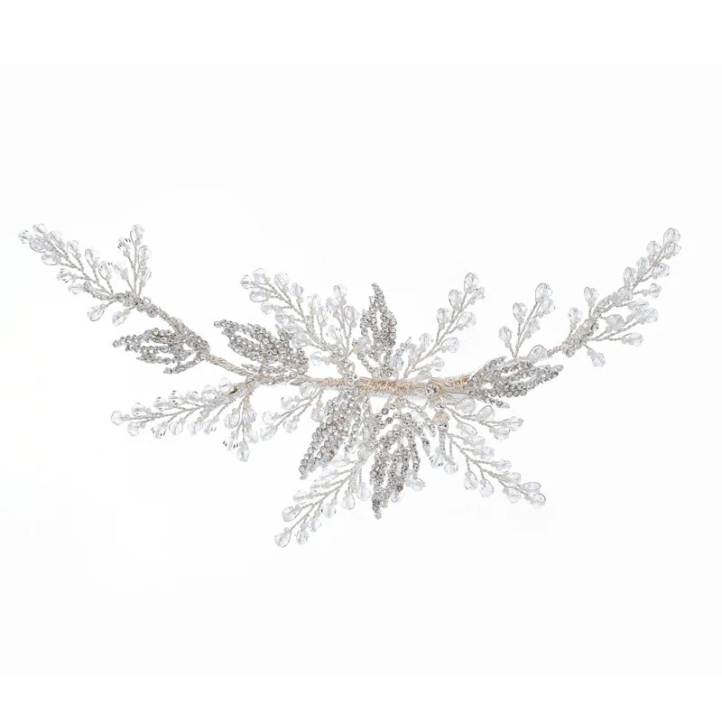 Luxury Bride Hair Accessories New Handmade Crystal Wedding Hair Jewelry Party Pom Bridal Starry Hair Comb Pearl Tiara