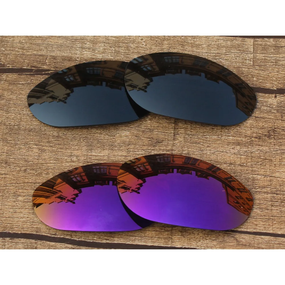 

Vonxyz 2 Pairs Stealth Black & Violet Mirror Polarized Replacement Lenses for-Oakley Monster Dog Frame