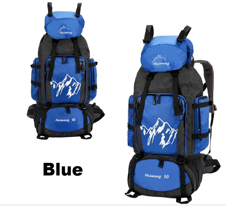Blue Нейлоновый 90L рюкзак для путешествий альпинистская походная сумка рюкзак для уличного спорта рюкзак для альпинизма - Цвет: Blue