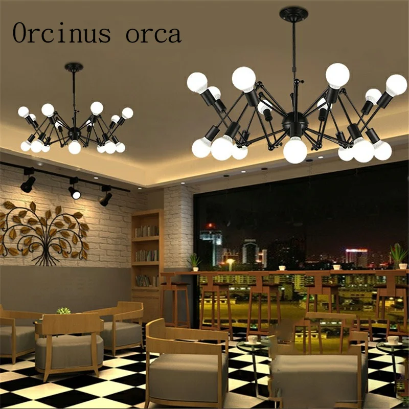 Online Vento Industriale Dell'annata Ragni Lampadari Bar Negozi Di Abbigliamento Soggiorno Nordic Personalità Creativa Lampadario In Ferro