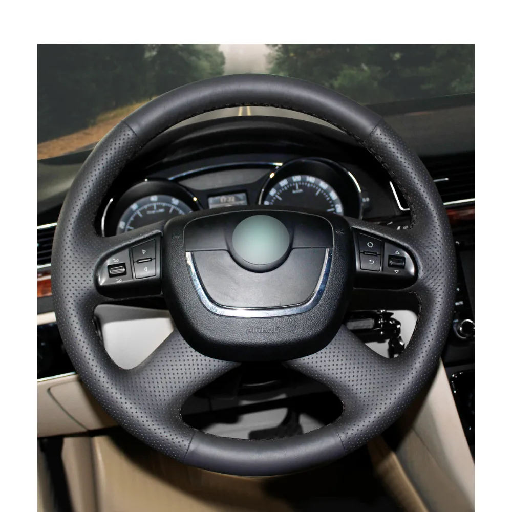 Прошитая вручную черная искусственная кожа для Skoda Octavia a5 a 5 Superb 2012 2013 Fabia 2010|Чехлы