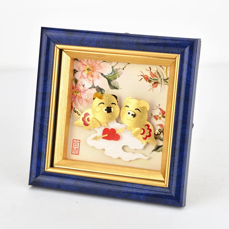 Asklove Chinese zodiac Pig Pictures 24k Gold Leaf painting wall art pictures Desktop Art Crafts Ornaments Home decoration Gifts | Дом и сад