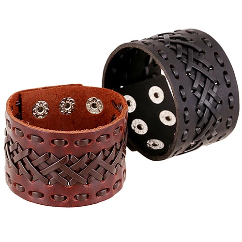 Hot Brand Unisex Men's Women's Punk Braid Wide Faux Leather Bracelet Cuff Wristband Bangle 6K98 7GJH BDL2 | Украшения и