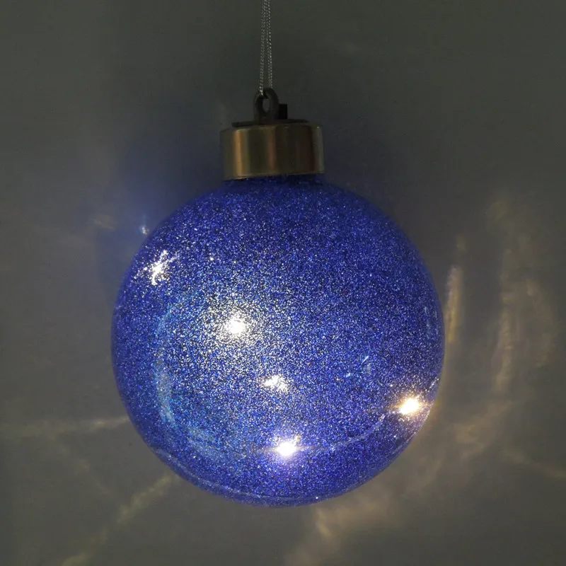 blue-lighting ball Диаметр = 8 см цветное освещение стеклянный Рождественский шар Серебряное Стекло глобус Рождественская елка украшения торговый центр Праздник Вечеринка Окно реквизит - Цвет: blue-lighting ball