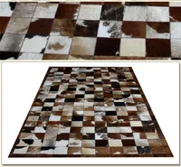 Fashionable art carpet 100% natural genuine cowhide leather indian hand knotted rugs
