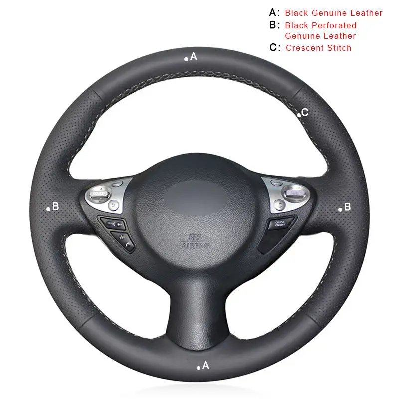Авто оплетка на руль для Infiniti FX FX35 FX37 FX50 QX70- Nissan Juke Maxima Sentra SV кожаный автомобиль - Название цвета: Genuine Leather