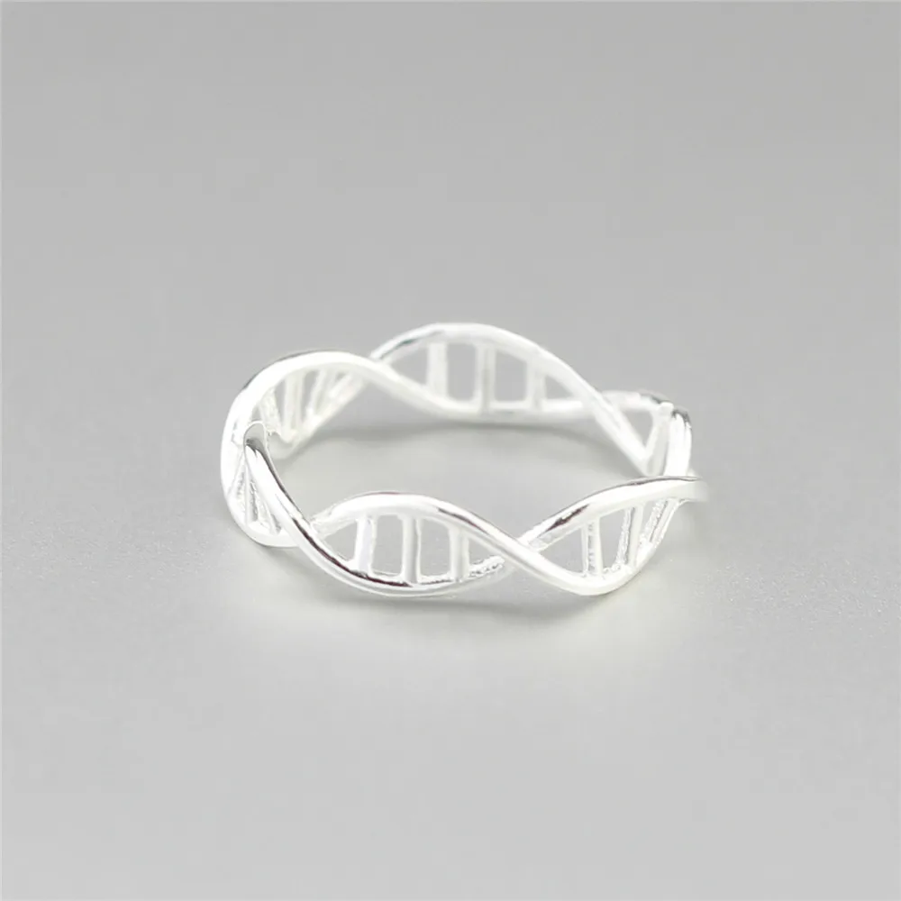Flyleaf 925 пробы серебряные женские открытые кольца с двойной структурой завитка ДНК