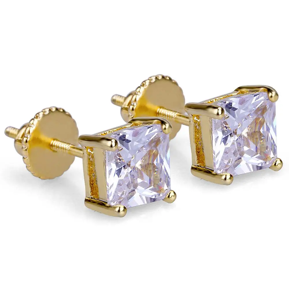 TOPGRILLZ золото/серебро цвет покрытием Iced Out Micro Pave 6 Серебрянное ожерелье с подвеской лаборатория D серьги с закручивающаяся задняя часть хип хоп ювелирные изделия - Окраска металла: Gold