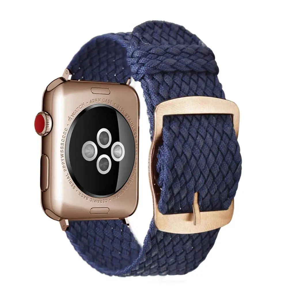 Blue-Rose gold Модные петля ремешок нейлон кабель-браслет на запястье часы аксессуары для наручных часов Apple watch 1/2/3 42 мм 44 мм для наручных часов iwatch, ремешок 4/5 38 мм 40 мм - Цвет ремешка: Blue-Rose gold