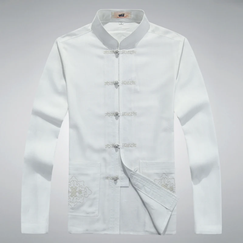 white tops Традиционная китайская одежды стиля Востока для мужчин китайский Тан костюм для мужчин традиционная китайская мужская одежда Тан костюм дизайн - Цвет: white tops
