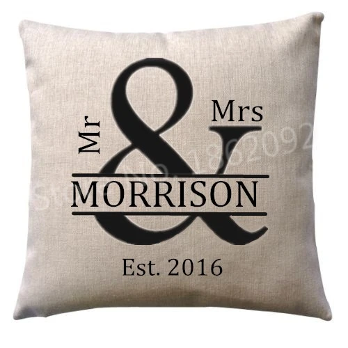 Новые Персонализированные Mr Mrs подушка крышка пользовательское имя Подушка