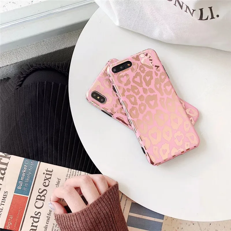 Чехол DIS модный бронзированный леопардовый чехол для телефона для iphone XR XS MAX 8 7 6 6s plus X маленький глянцевый IMD Универсальный мягкий чехол