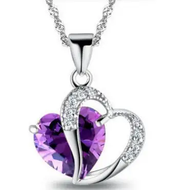 Кулон в форме сердца Кристальное ожерелье с волной воды принт по требованию