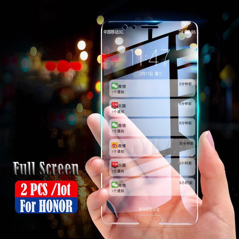 2 шт./лот полноэкранное закаленное стекло для HUAWEI Honor V10 V20 анти Blu Ray полное