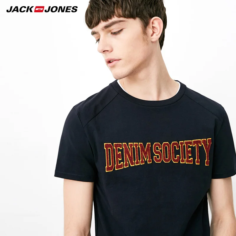 Jack Jones Бренд 2018 Новинка Мужская Футболка с Хлопка 100% Нательный Фасон Повседневный