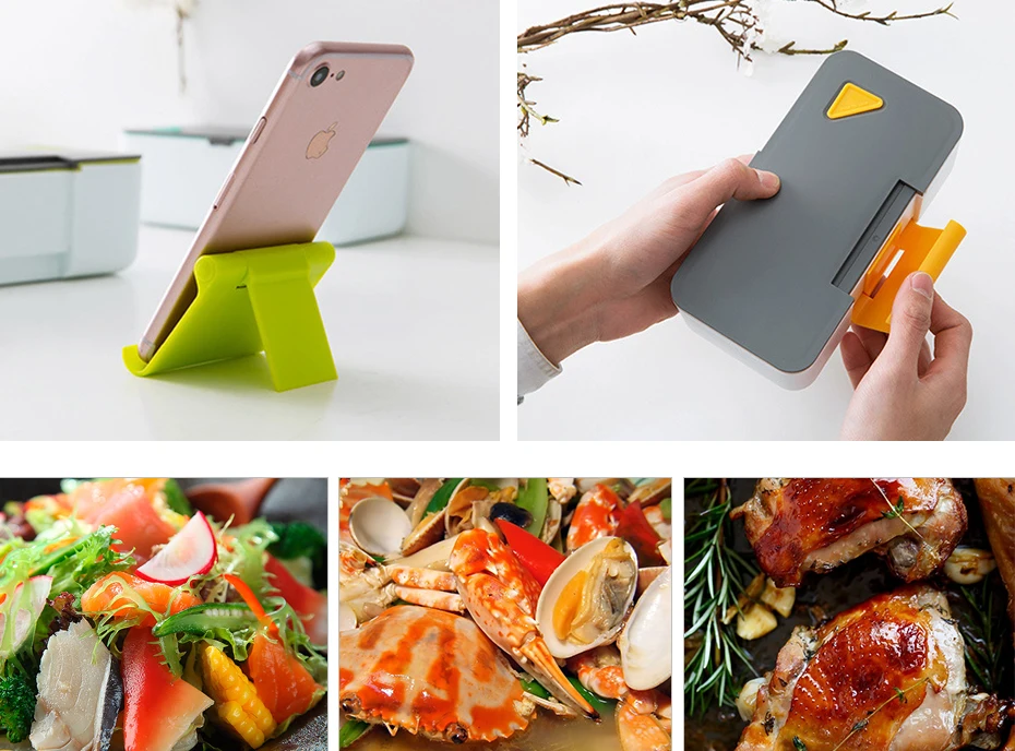 Konco Microwavable Bento Box герметичный Ланч-бокс контейнер для продуктов печь холодильник ланчбокс коробка для хранения продуктов с держателем для телефона
