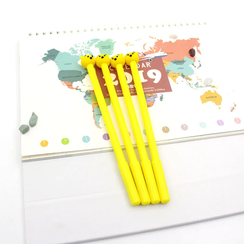 Желтый медведь мягкая пластиковая голова черная чернильная ручка креативный