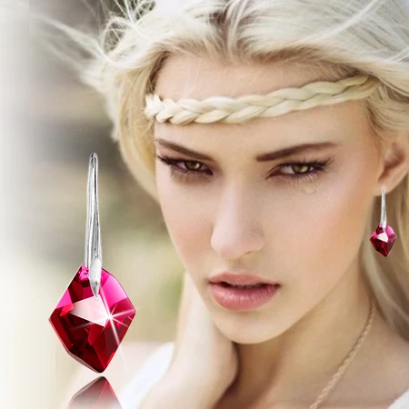 Серьги из серебра 925 пробы с натуральным красным кристаллом модные серьги в