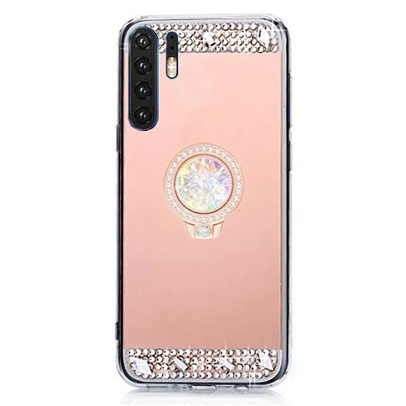 Чехол для телефона Huawei P30 Pro с 3D сияющим кристаллом и зеркальным кольцом задняя