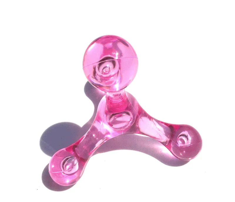 pink 1 шт., полезный мини ручной массажер, 4 шарика, для рук, ног, головы, акупунктуры, массажер, инструменты для расслабления, устранения отёка жира - Цвет: pink