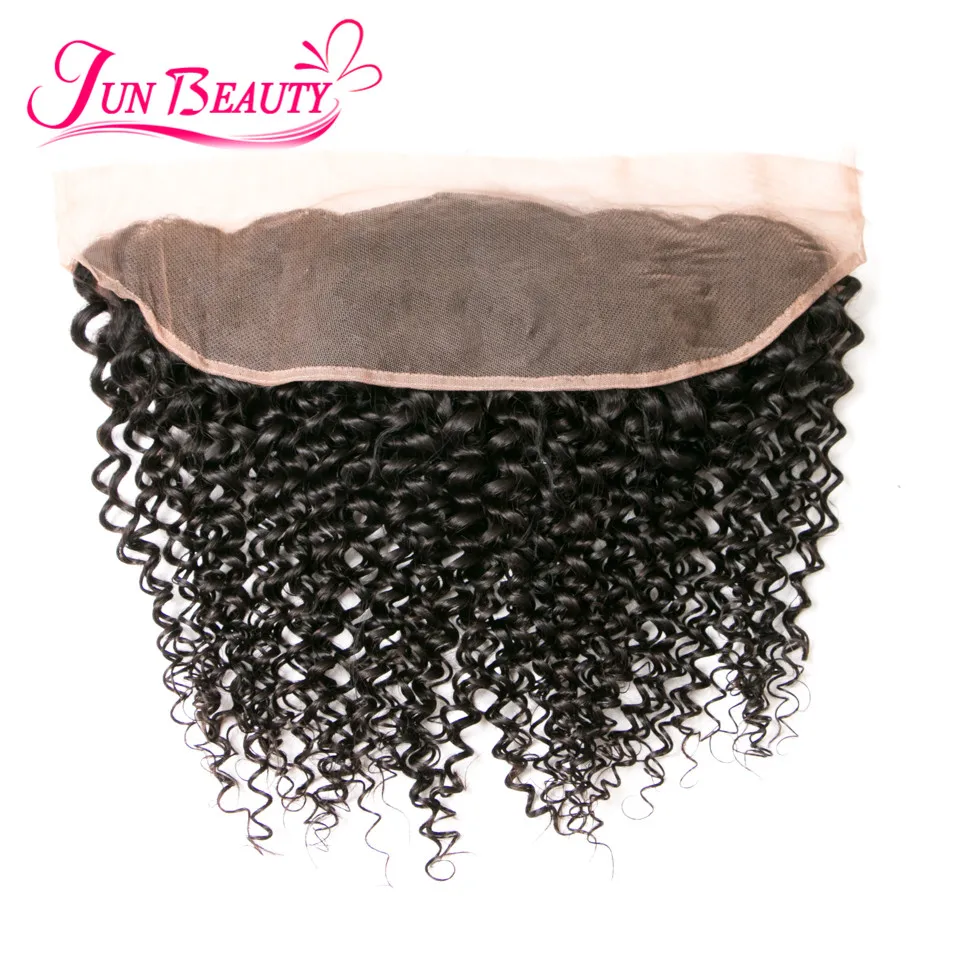 7A Brazilian Virgin Hair With Closure Human Kinky Curly 13x4 Lace Frontal Bundles |