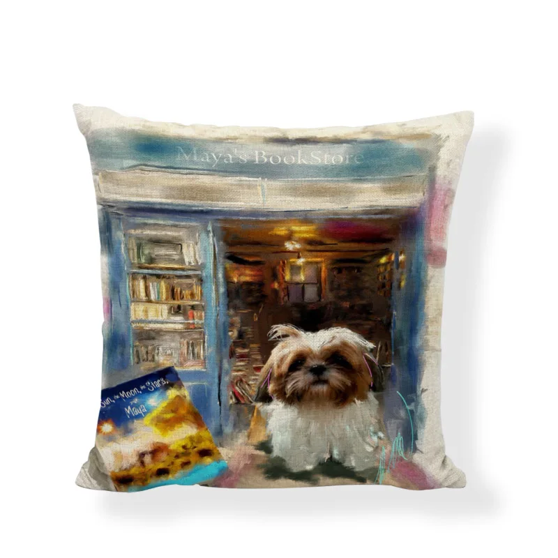 Милые Чехлы для подушек серии Shih Tzu, картина маслом, Детский Милый принт с собакой, наволочка для подушки, домашний декор, наволочка для дивана