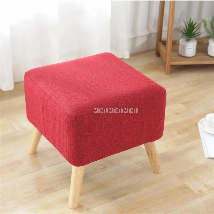 Modern Upholstered Soft 4 Wood Legs Foot Low Stool Cotton Living Room Shoes Change Bedroom Sofa Side Mini Ottoman |