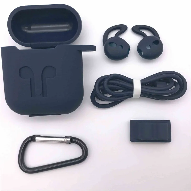 CALETOP 5 в 1 мягкий силиконовый чехол для Airpods, беспроводной чехол для наушников Airpod для KD10 i10 V8 I12 TWS, защитный чехол - Цвет: Dark Blue