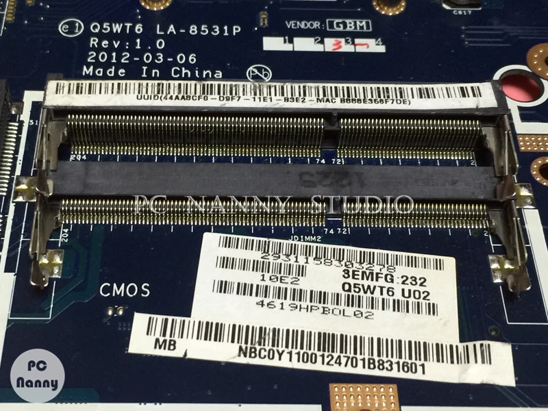 PCNANNY NBC0Y11001 NB. C0Y11.001 Q5WT6 LA-8531P для шлюза NE51B19u Acer aspire E1-521 материнская плата основная DDR3