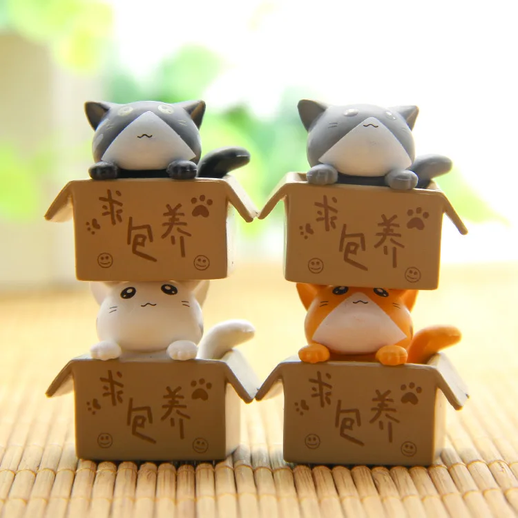 Kawaii Cat 4 шт./компл. косплей мини Кот ПВХ фигурки героев игрушки мох бонсай