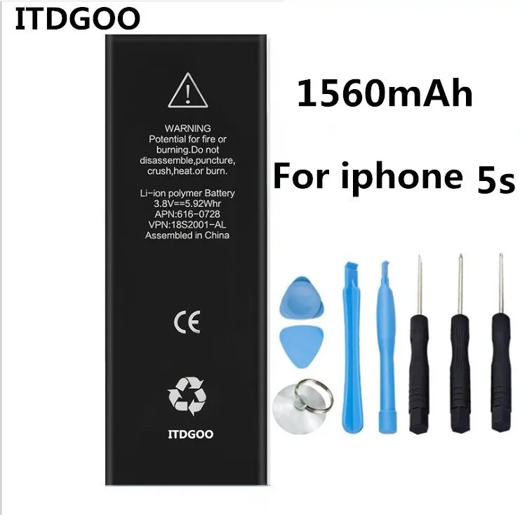 Батарея мобильного телефона для iPhone 5S реальная емкость 1560 mAh с набором