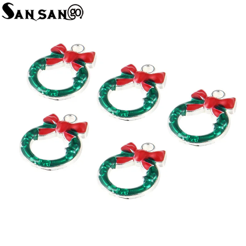 10 шт. Рождественская серия эмалевые художественные масляные капли бант круглый